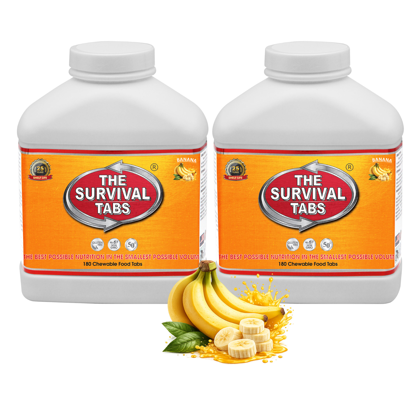 Survival Tabs Banana 2-Pack 360 Tablets Emergency Food 25 Year Shelf Life GF