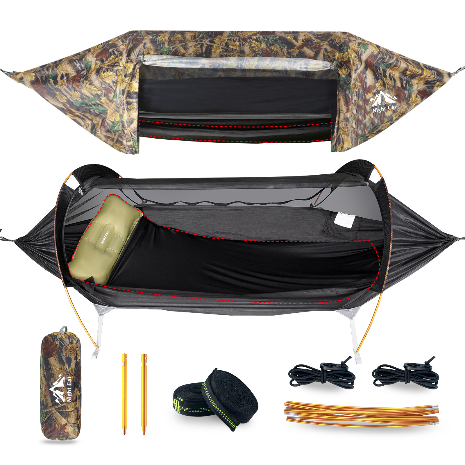 2 Person Hammock Tent With Bug Net and Rain Fly For Camping Hiking Hanging Bed