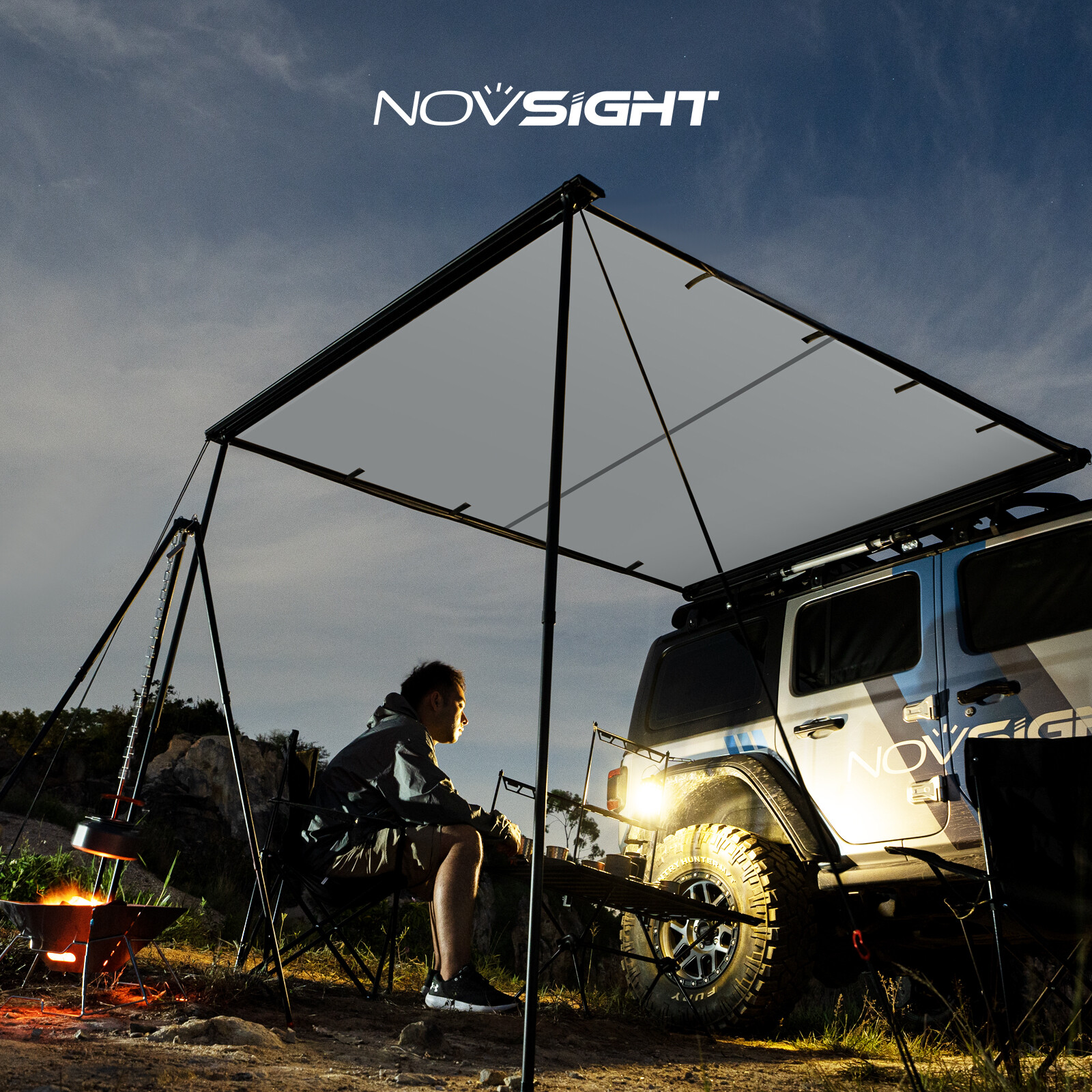 5.2X8.2′ NOVSIGHT Car Side Awning SUV Rooftop Tent Sunshade for Outdoor Camping