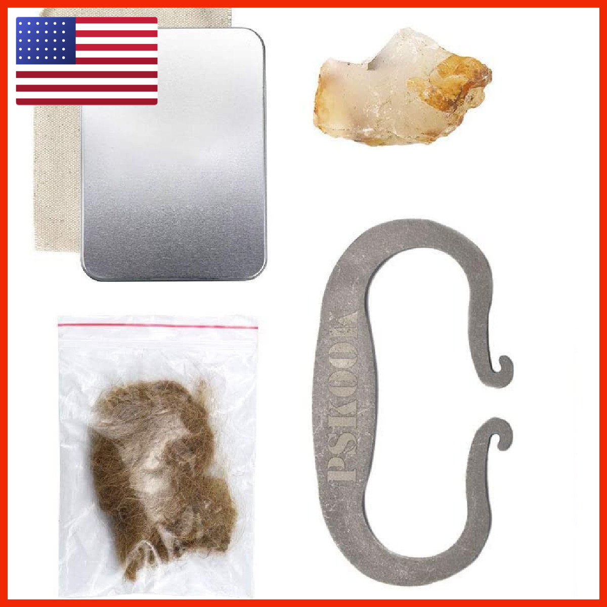 Pskook Flint And Steel Single High Carbon Steel Fire Striker English Flint