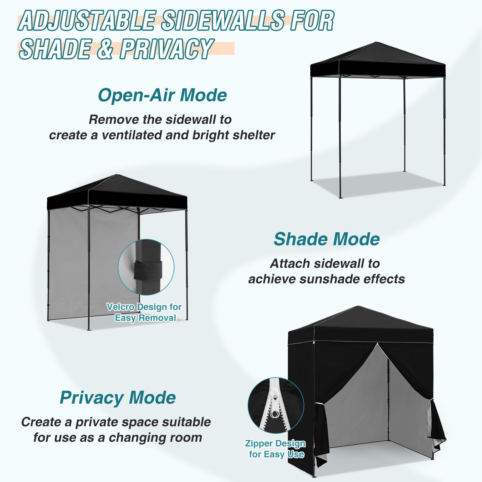 EAGLE PEAK Instant Pop Up Canopy with Adjustable Sun Wall 6×4 with 4 Sidewalls