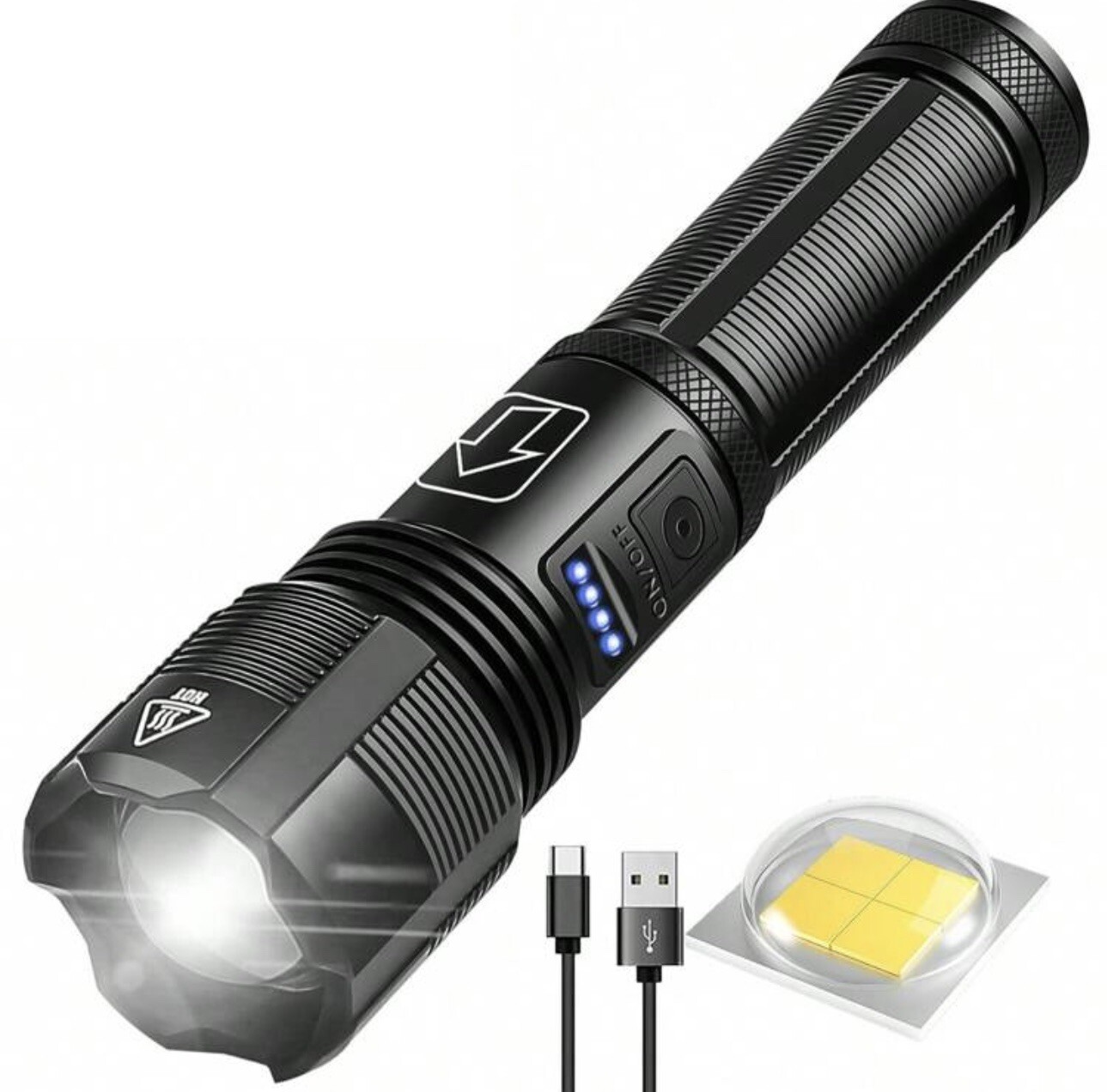 Rechargeable Flashlight, High Brightness, 1500 Lumens