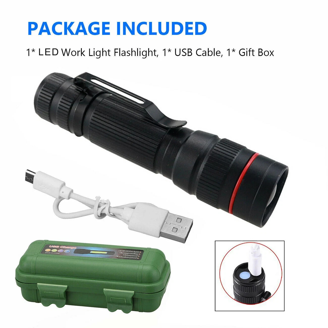 35000000 lumens Small LED Mini Flashlight Pocket Super Bright Torch Rechargeable