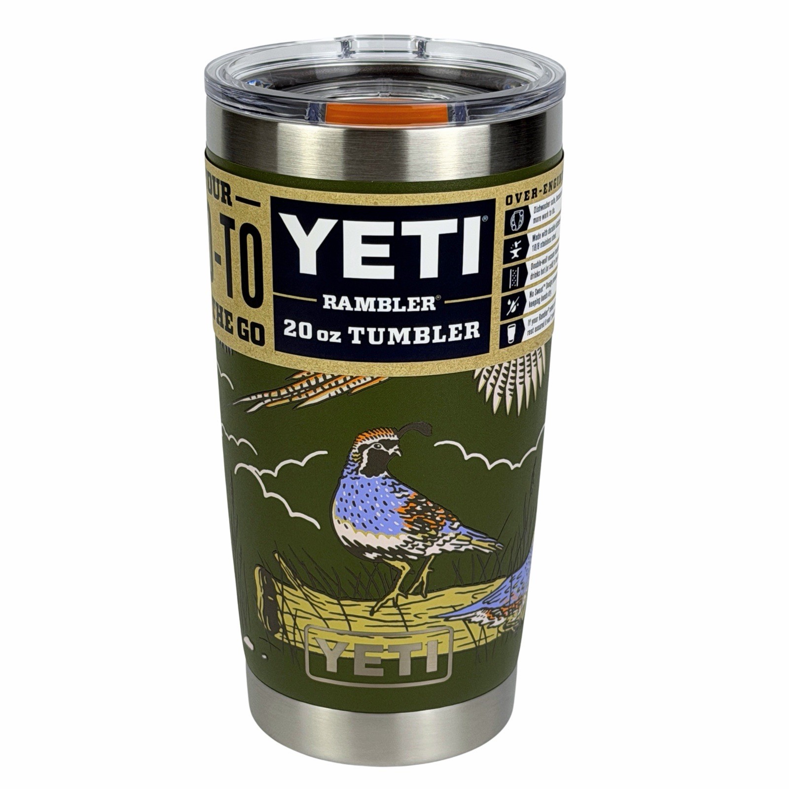 YETI Upland Bird Olive King Orange Orange 20 oz Tumbler Rambler New Release Rare
