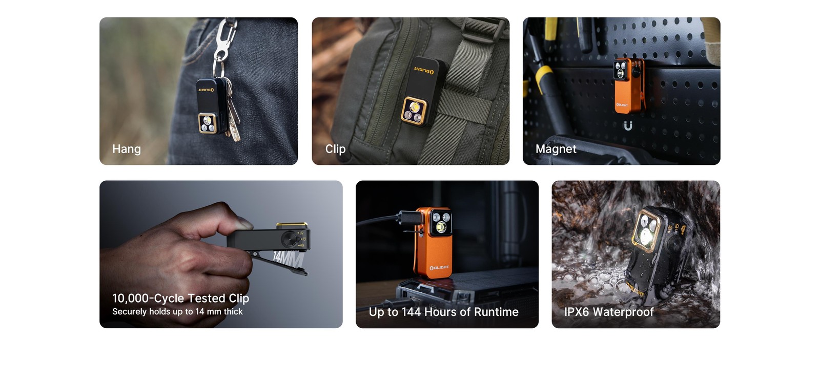 Olight Oclip Pro S 600 Lumen Rechargeable Clip-On Flashlight (Black)