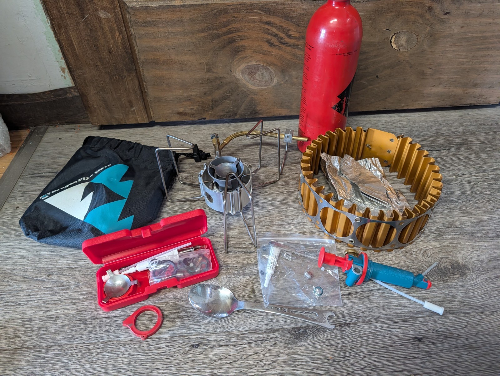 MSR Dragonfly Stove System – Full Kit W Heat Exchanger Repair Kit Fuel Bottle