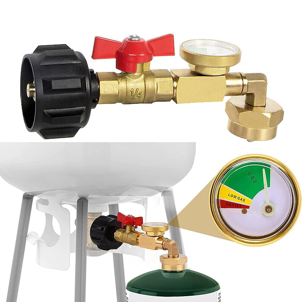 Propane Refill Adapter With Gauge And ON-Off Control Valve For 1Lb – 20Lb Tank