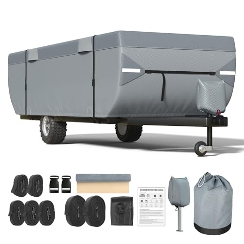 Pop Up Camper Cover 10-12ft, 7 Layers Top Extra-Thick Pop Up Trailer Cover,