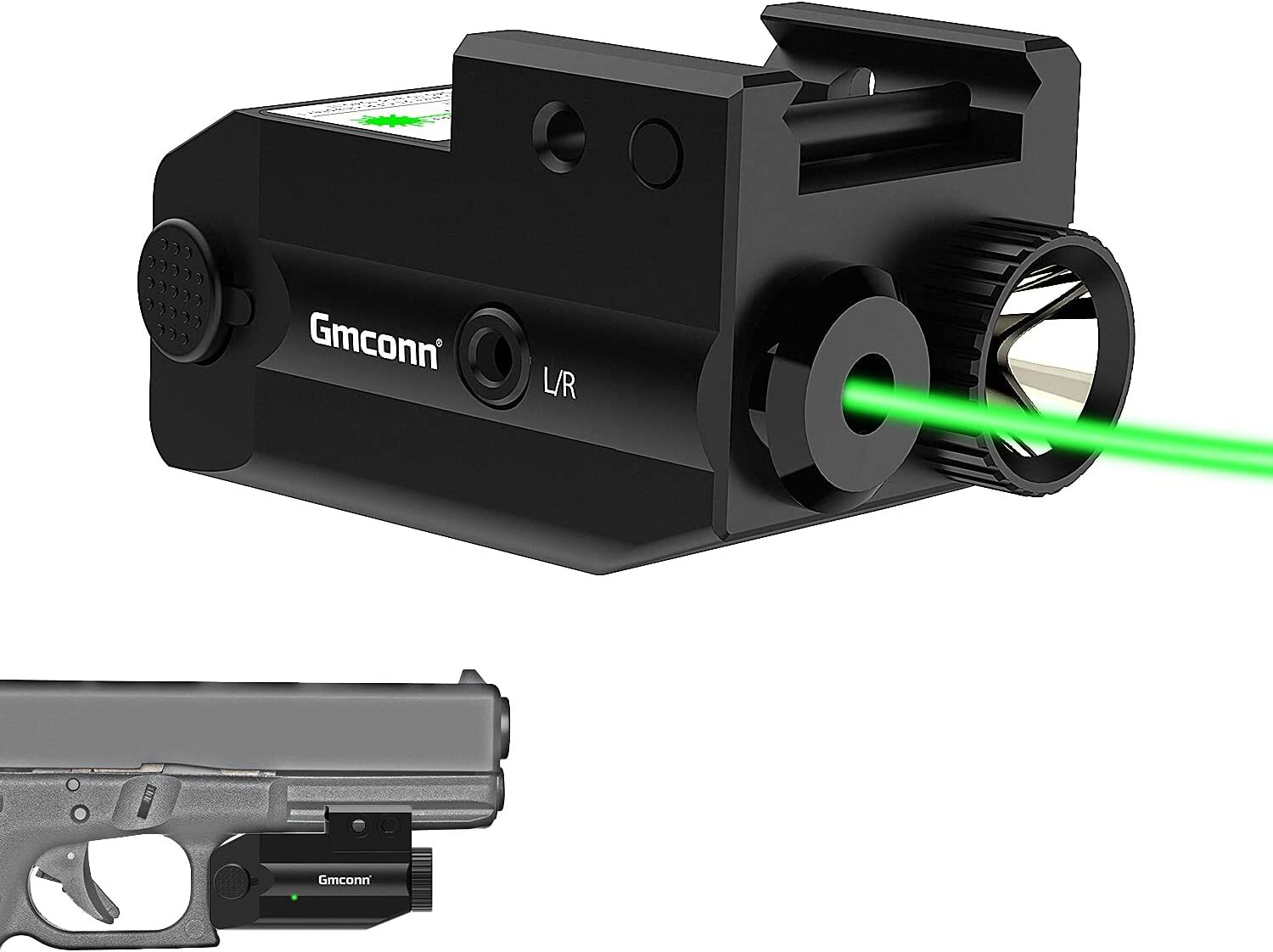 Gmconn Tactical Flashlight & Blue/Green Laser Sight Combo Picatinny Mount Pistol