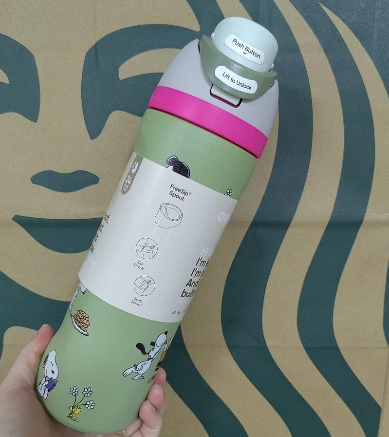 New Owala Cute Snoopy Tumbler Sport insulated Water bottle Flip Lock 24/32 OZ US