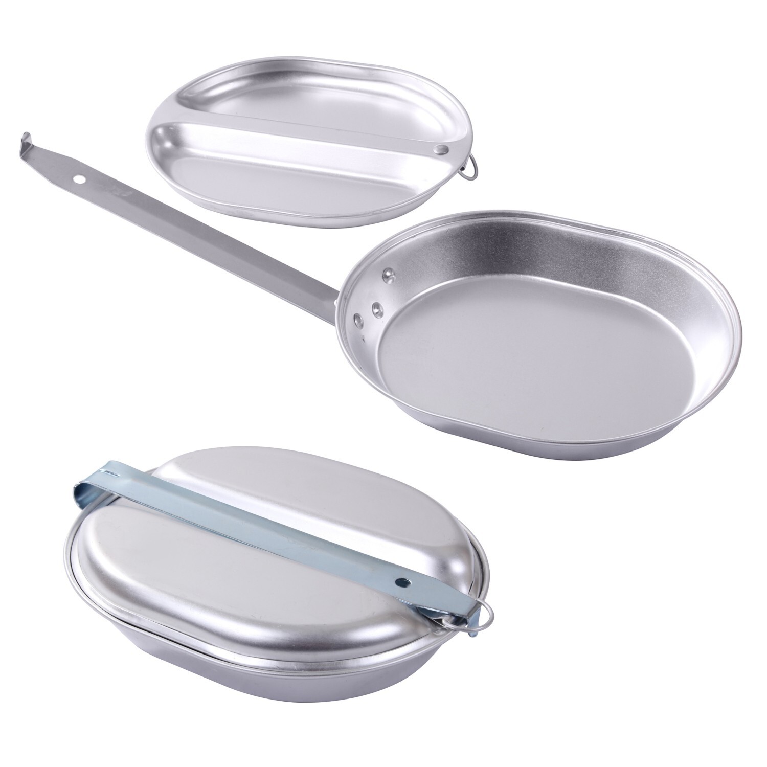 G.I. Type Durable Aluminum Mess Kit – Frying Pan, Lid, And Plate Combination