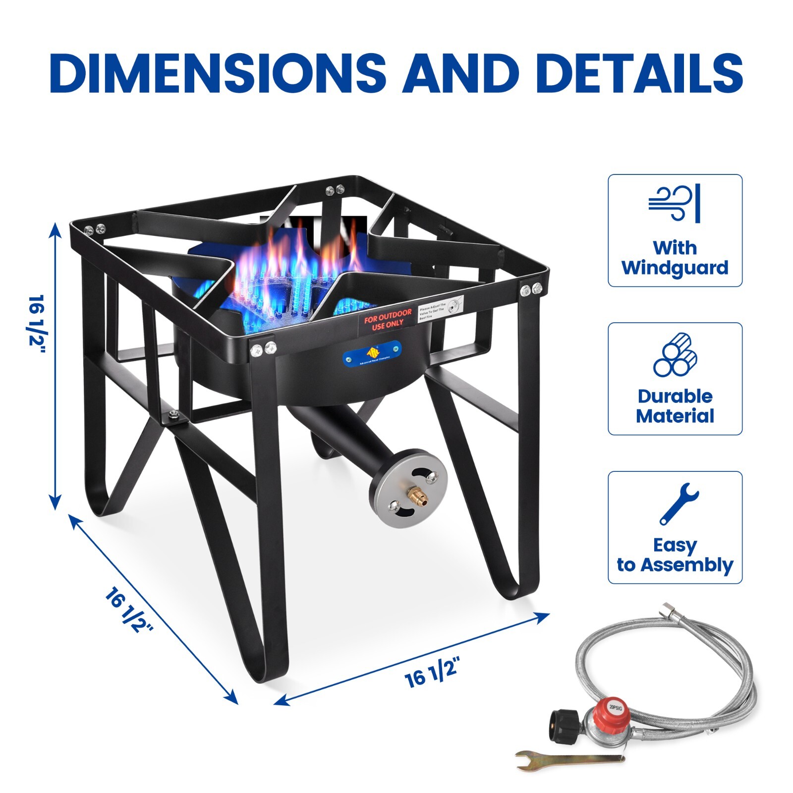 200,000 BTU High-Pressure Propane Burner Gas Stove Burner For Outdoor Cooking