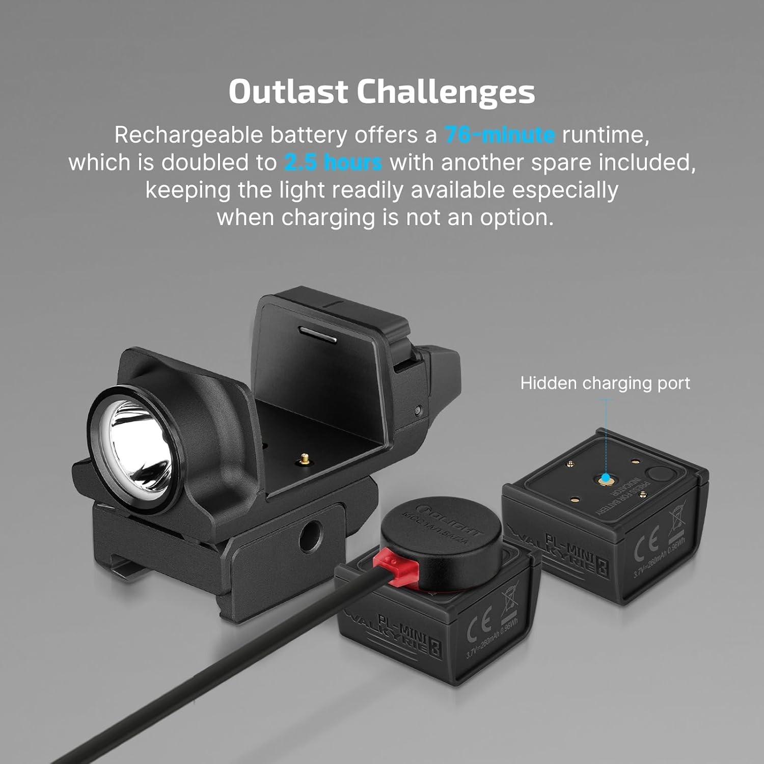 Olight PL-MINI 3 Valkyrie 600 Lumen Rechargeable Rail Mount Flashlight (Black)