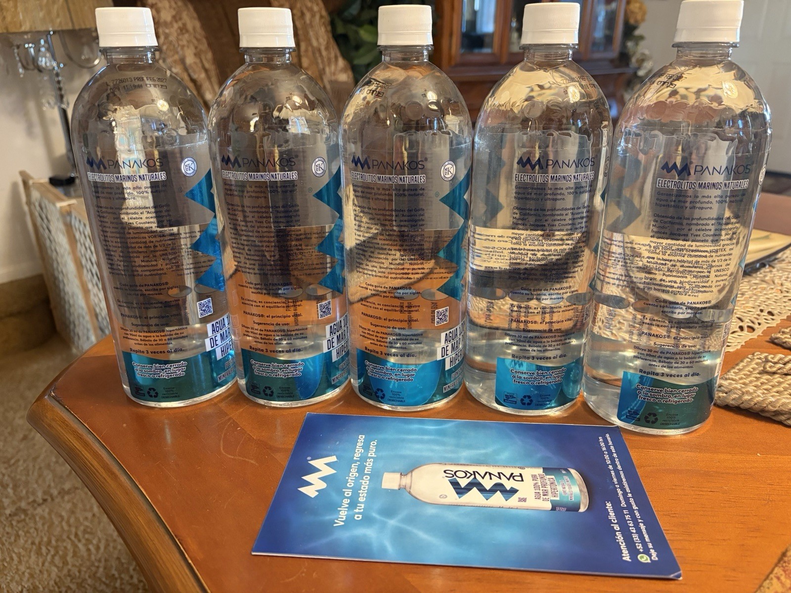 Lot Of 5 Bottles of 1 Lt. SEA WATER Agua De Mar Pure Marine Tot=5 Lt.Exp Feb2027