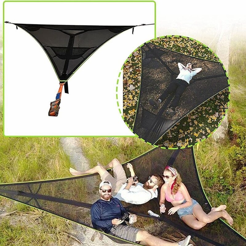 Heavy-Duty Multi Person Triangle Hammock with Portable Straps & Storage Bag NEW