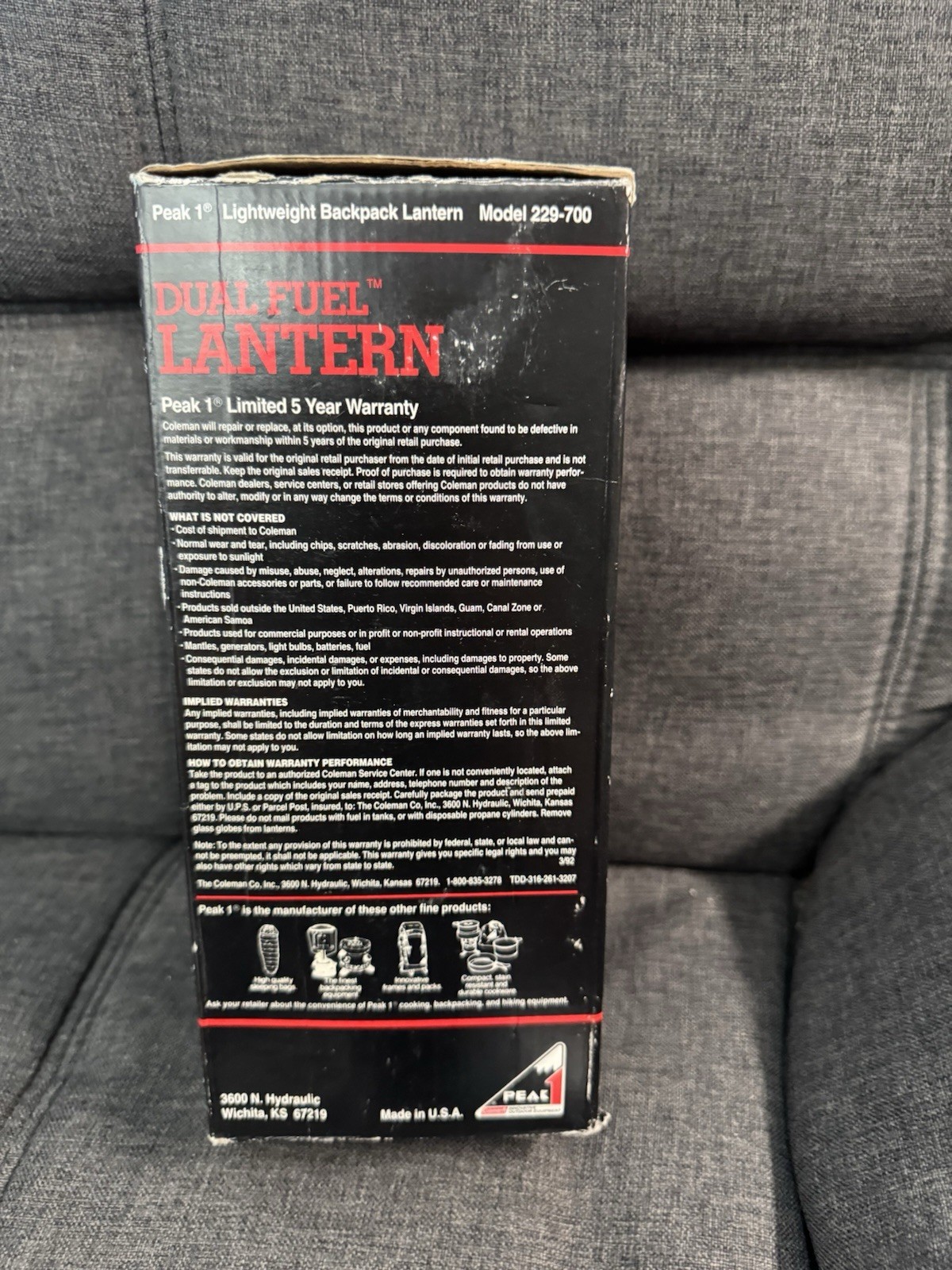 Coleman Peak 1 Model 229-700 Dual Fuel Lantern w/ Box