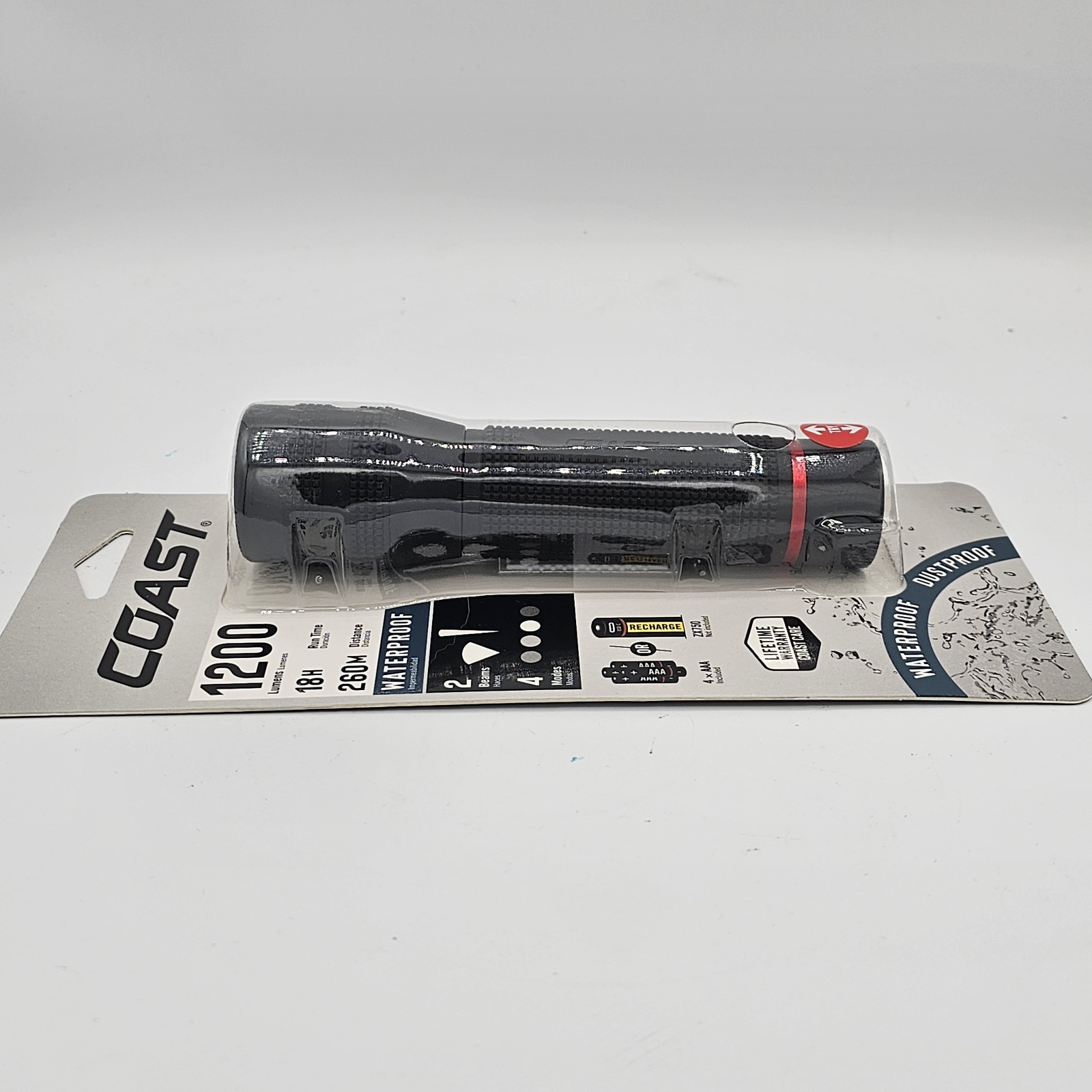 NEW – COAST GX20 WATERPROOF DUAL POWER LED RECHARGEABLE FLASHLIGHT 1200 LUMENS