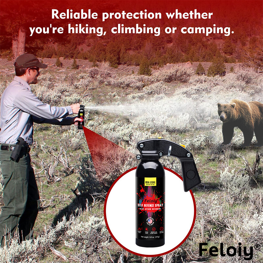 Feloiy Self Defence Spray Bear Attack Deterrent Legal Bear Spray 16oz w/ Holster