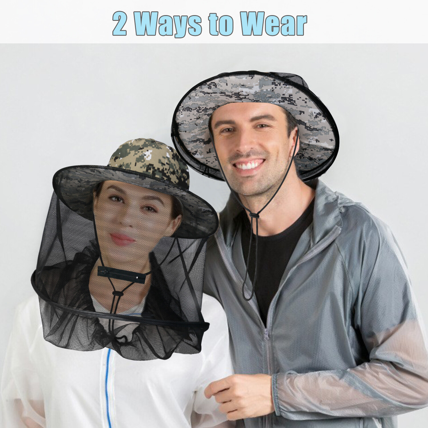 Foldable Mesh Cap Mosquito Repellent Cap Breathable Cap w/Zipper Outdoor Jungle