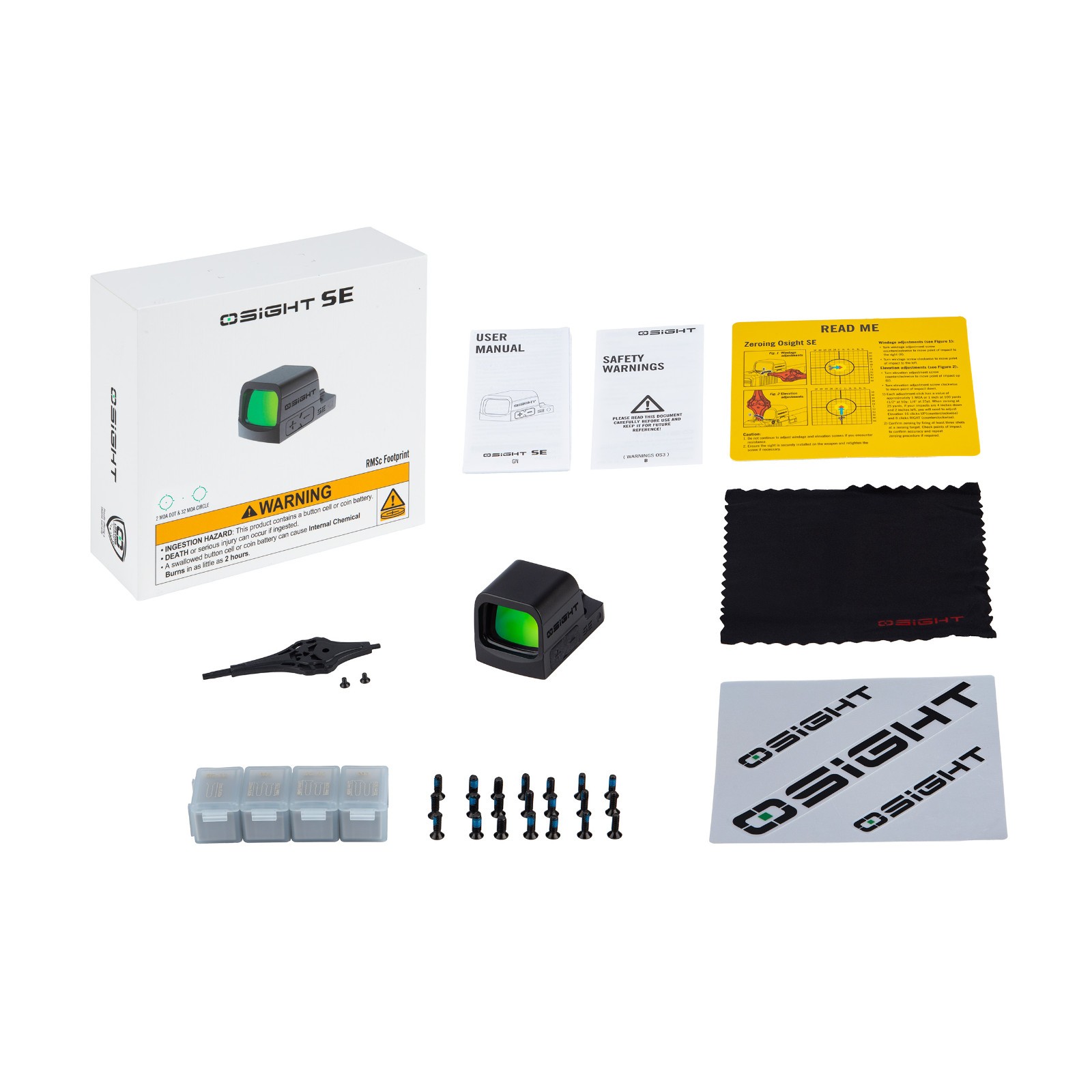 Osight SE Green 2 MOA Dot and 32 MOA Circle Enclosed Optic, RMSc Footprint, Blac