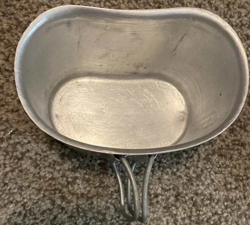 Army aluminum butterfly canteen mess military cup Original Made In Korea Vintage