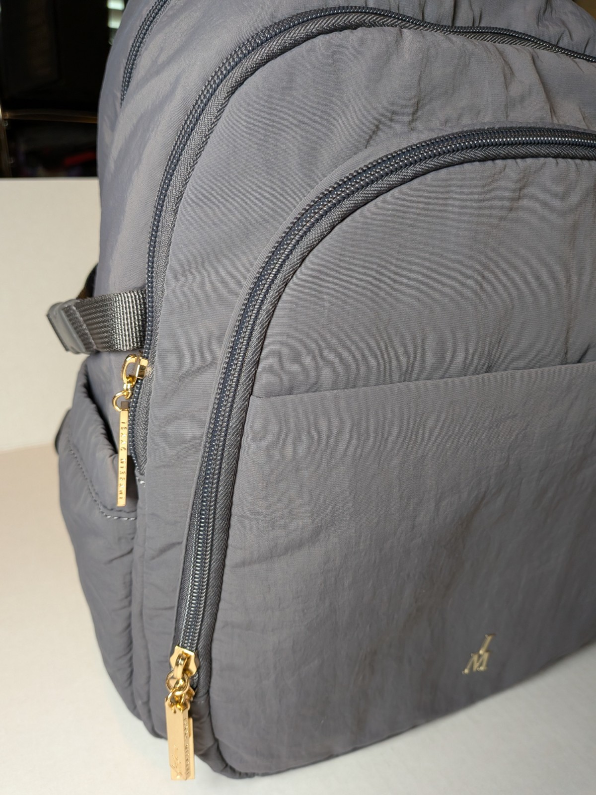 IMNYC Gray Insulated Backpack, Zip Closure, Zipper Accents, Unisex Adults
