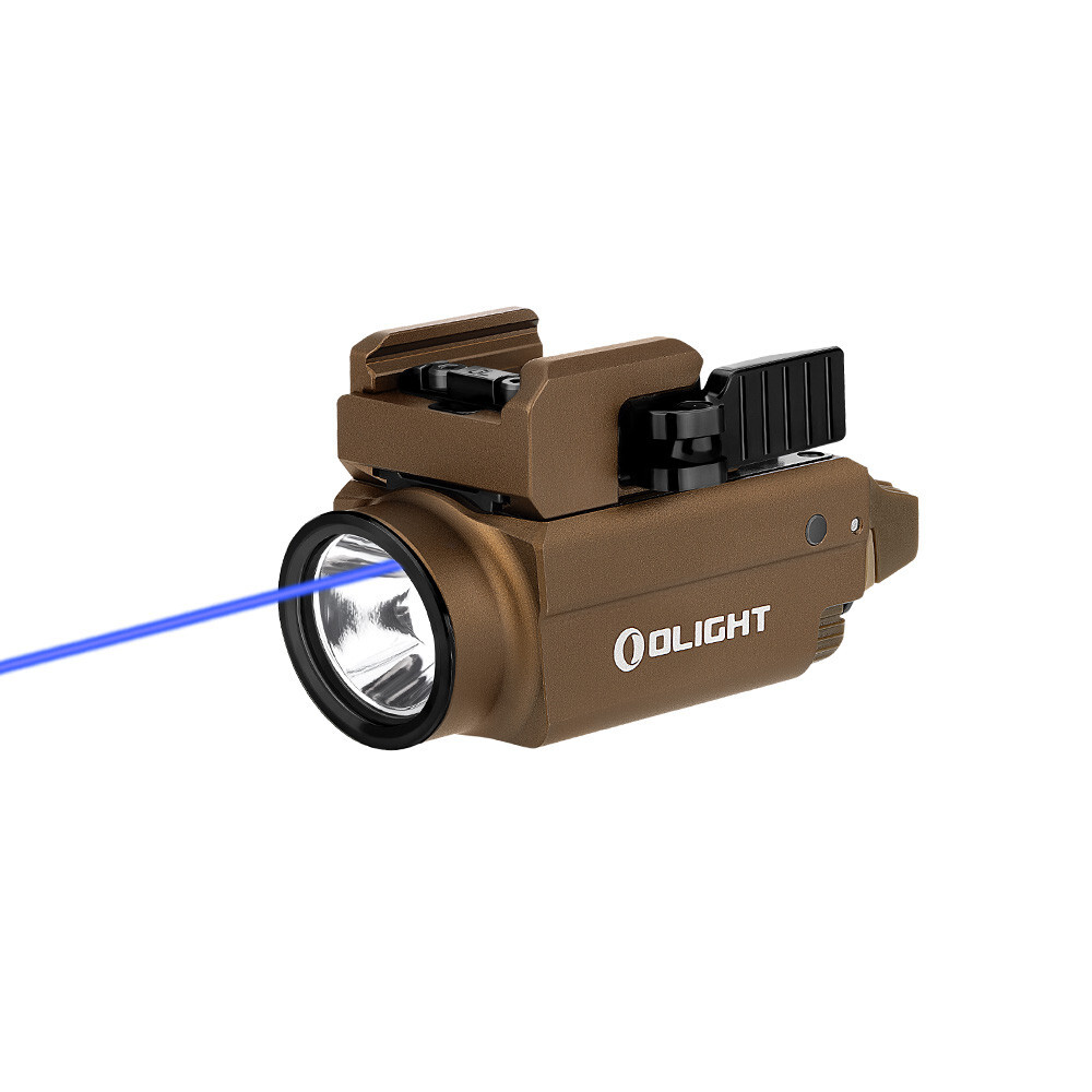Olight Baldr S BL Desert Tan 800 Lumens Rail Mounted Weapon Light, w/Blue Laser