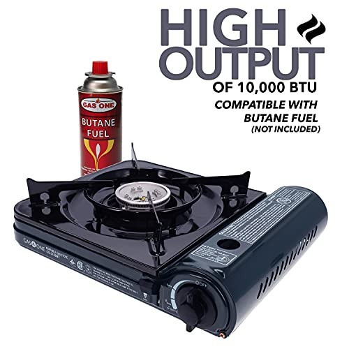 Portable Butane Stove 10000 BTU Camping Gas Cooker Piezo Ignition Carrying Case