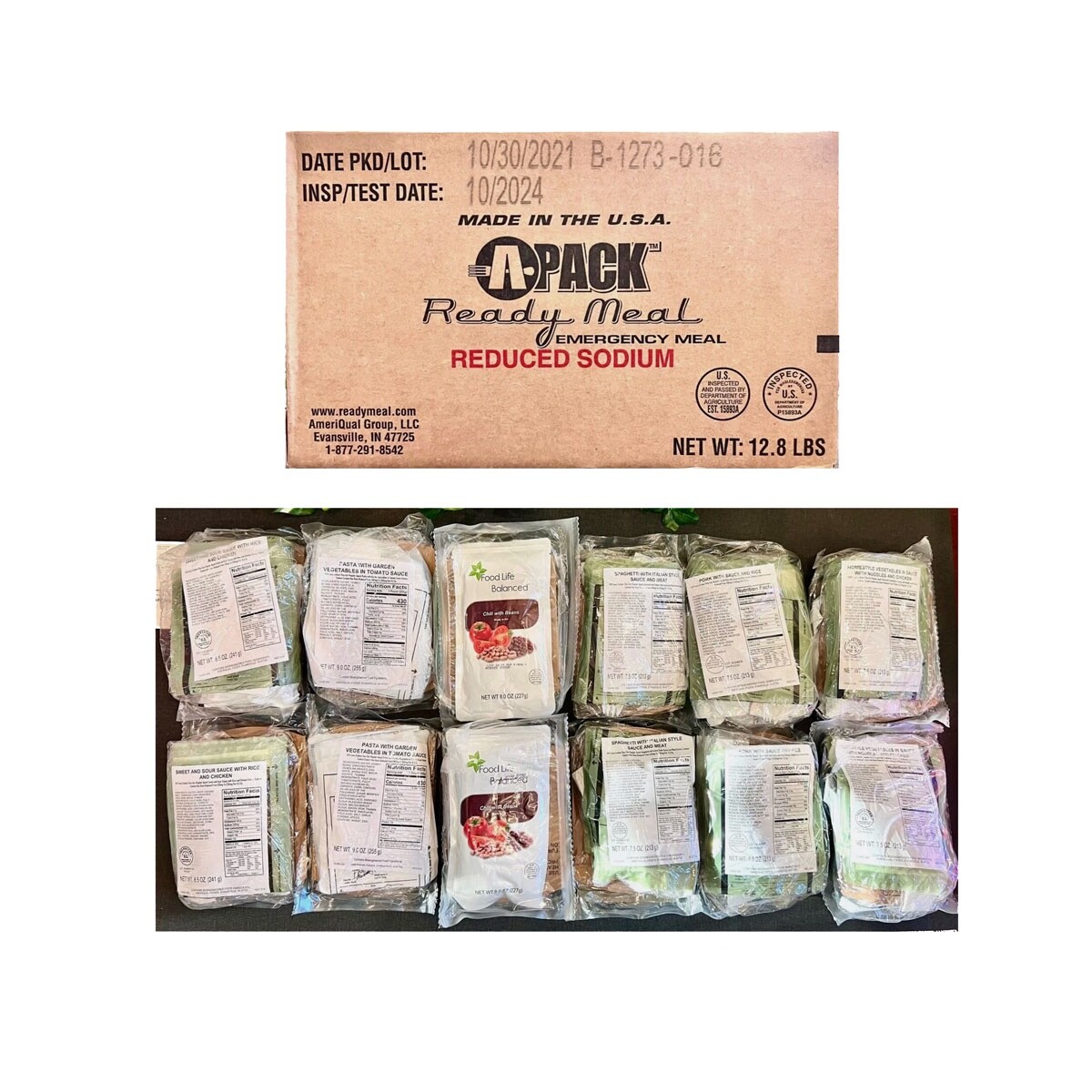 MRE APack Reduced Sodium – Single Meals, Case or Pallet Options 10/24 insp date!