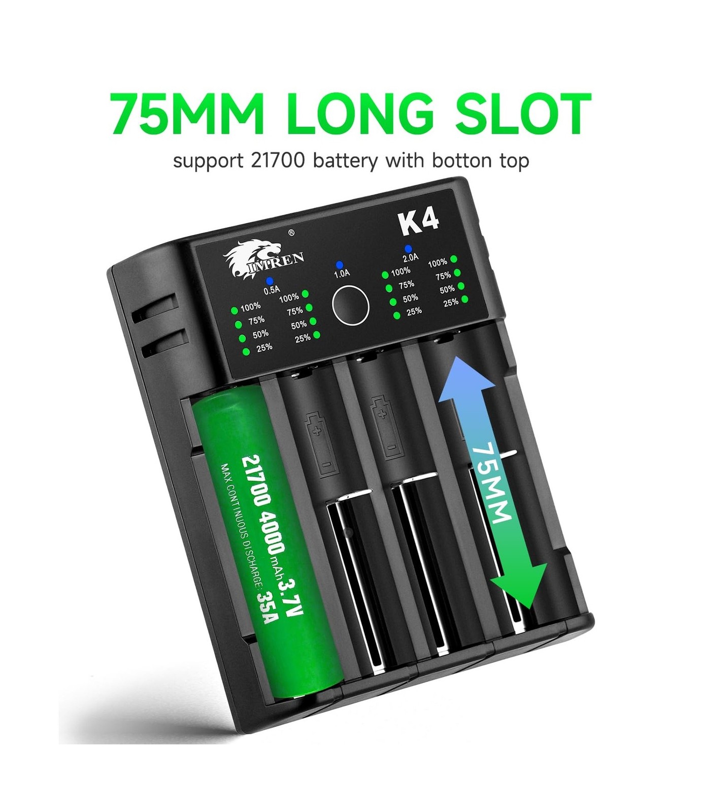 IMREN 18650 Battery , 21700 Battery for 3.7V 14500 10400 18500 …