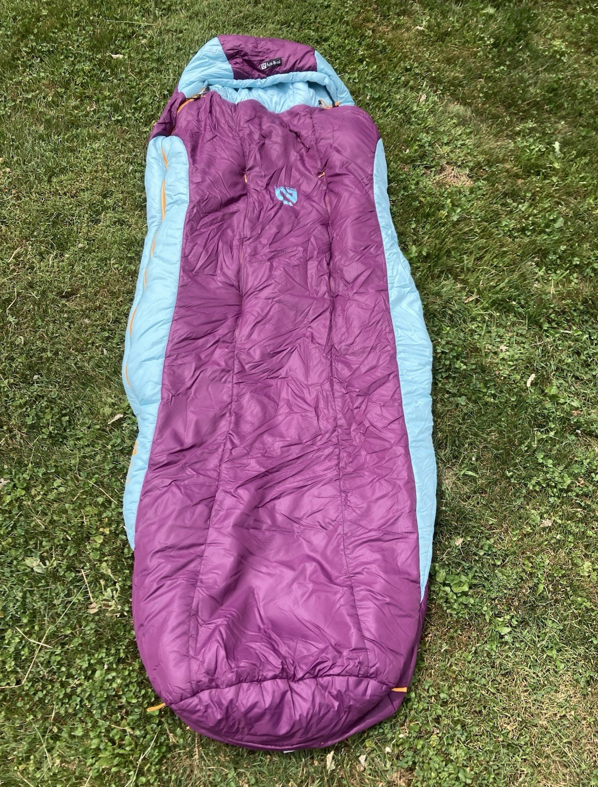 NEMO Viola 35°F Stratofiber Long Mummy Sleeping Bag Purple/Blue + Sack