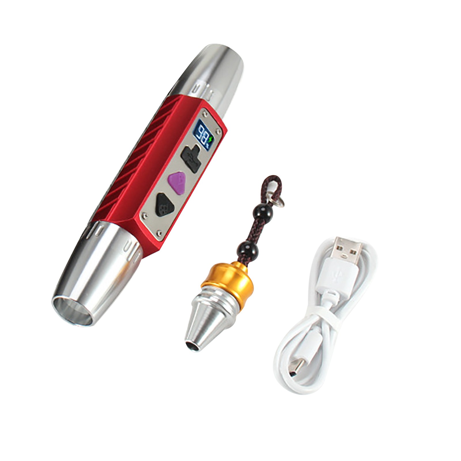 1 PC USB Rechargeable Aluminum Alloy Expert Jade Flashlight Four Light Sources