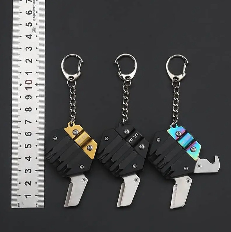 1pc Multifunctional Hexagon Coin Tool Keychain Knife Screwdriver Pocket Gear