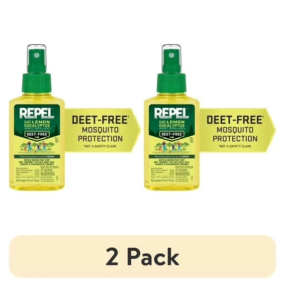 (2 pack) Repel Plant-Based Lemon Eucalyptus Insect Repellent, Mosquito Repellent