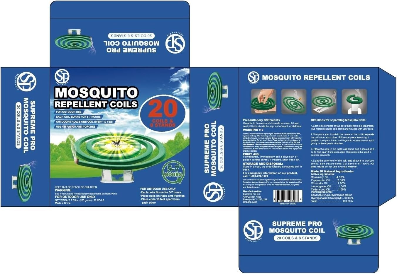 20 Coils Supreme Pro Mosquito Repellent Coils – Outdoor Use Reaches Up to 10 fts