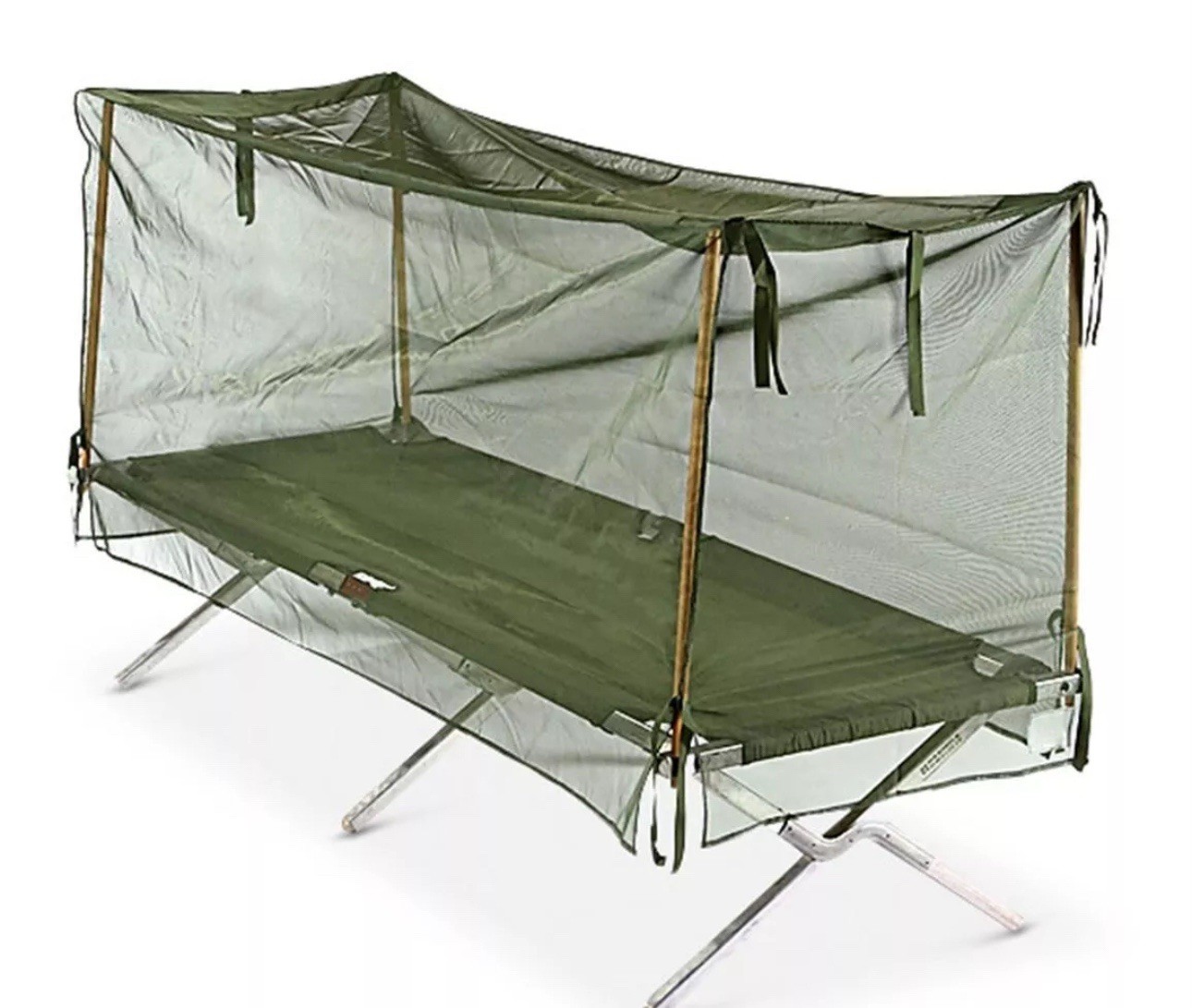 US MILITARY SPEC Insect Bar / Mosquito Net + 4 Poles for Cot Tent Camping Hiking