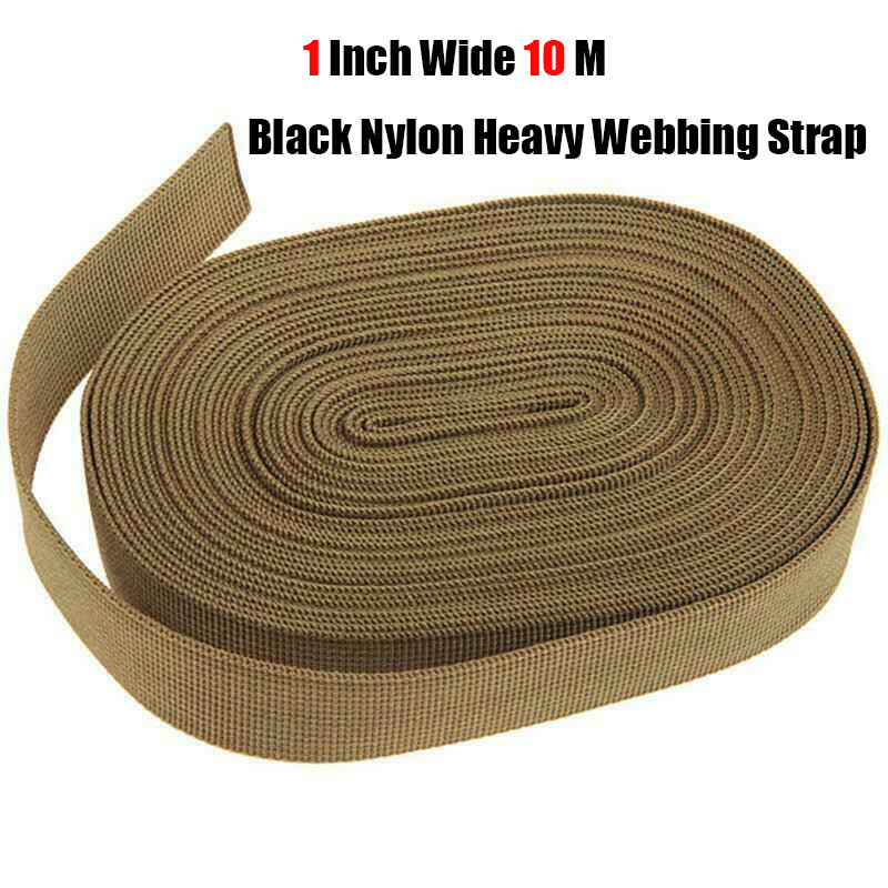 1 Inch Wide Black Nylon Heavy Webbing Strap, 10 M Nylon Strap US Shipping