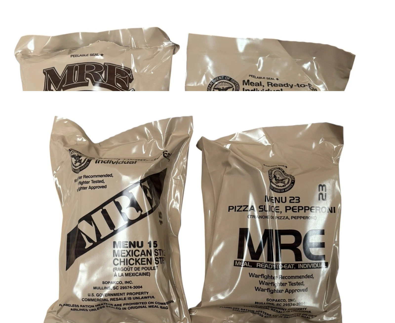 MRE U.S. Military Ready to Eat Meals INSP 2025 or Better – Options 1,2,48 pack-