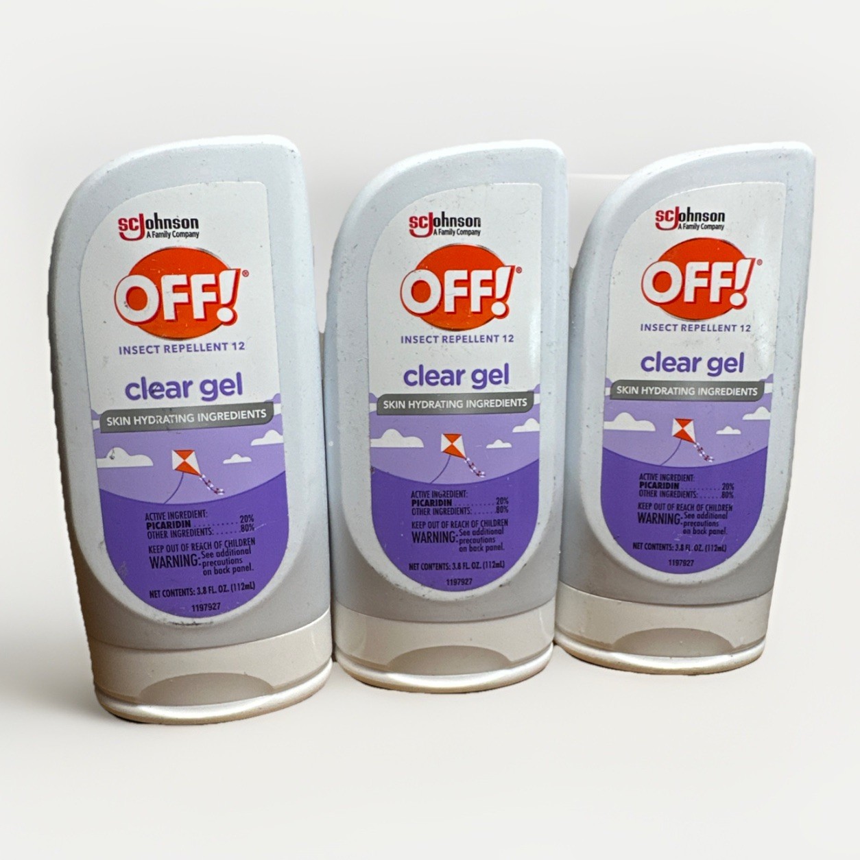 3-Pack OFF! Clear Gel Insect Repellent 12 Skin Hydrating 3.8oz each 2E