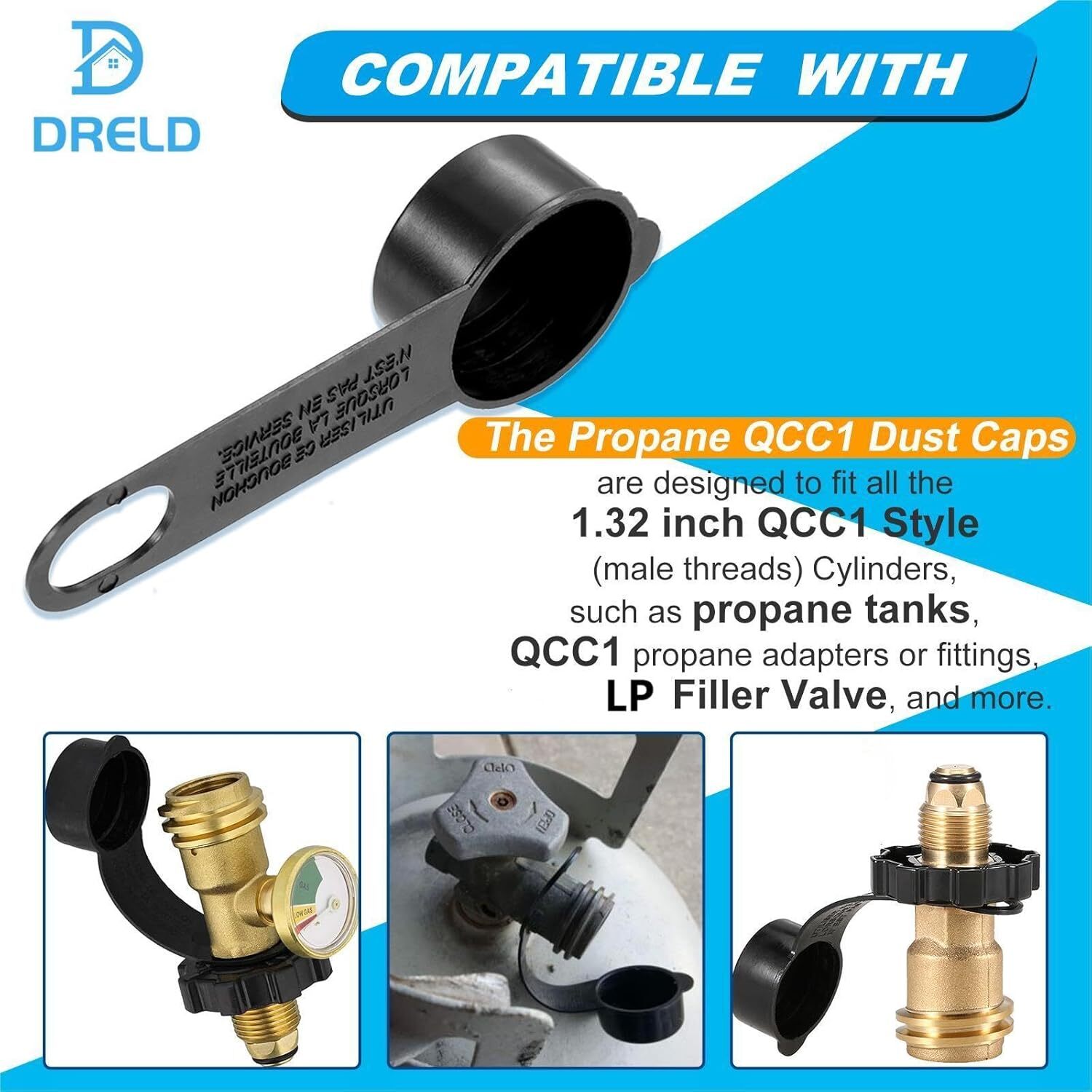 DRELD 10Pcs QCC1 Propane Dust Caps, Tank OPD Filler Valve Cap…