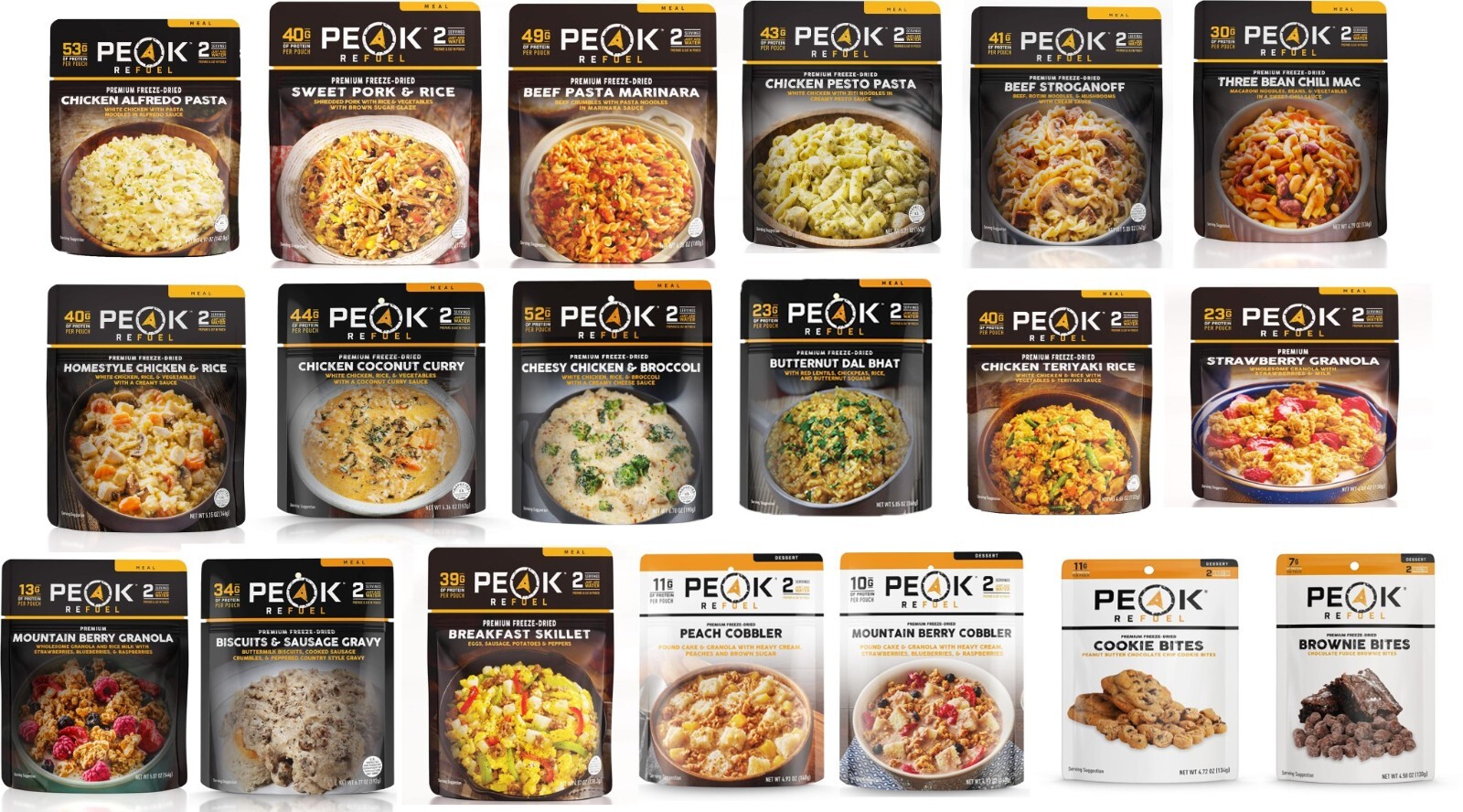 Peak Refuel Premium Freeze Dried Camping Food, Backpacking & Hiking MRE Meals