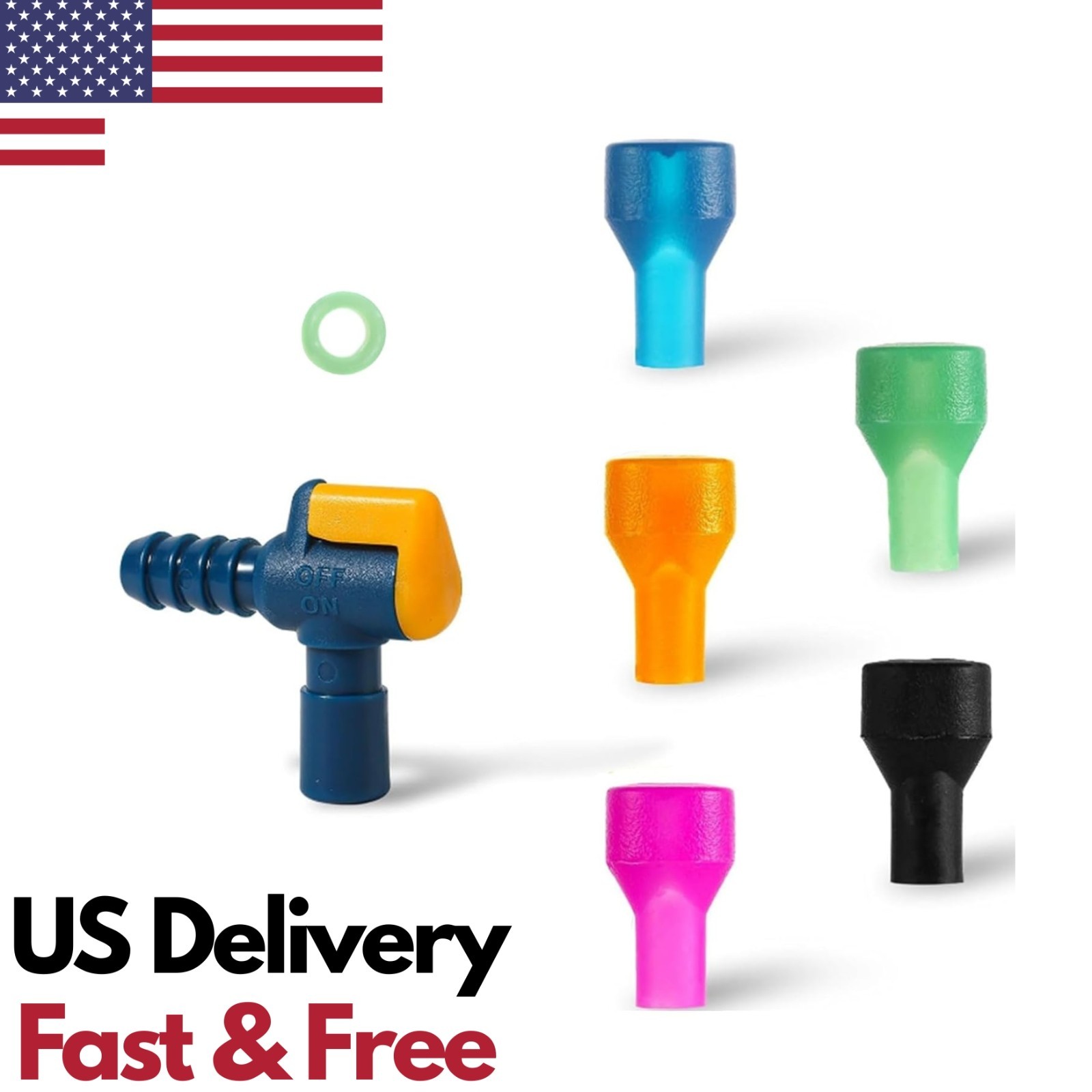 5 Pcs Bite Valve Replacement CamelBak Hydration Mouthpiece w/ Connector O-Rings