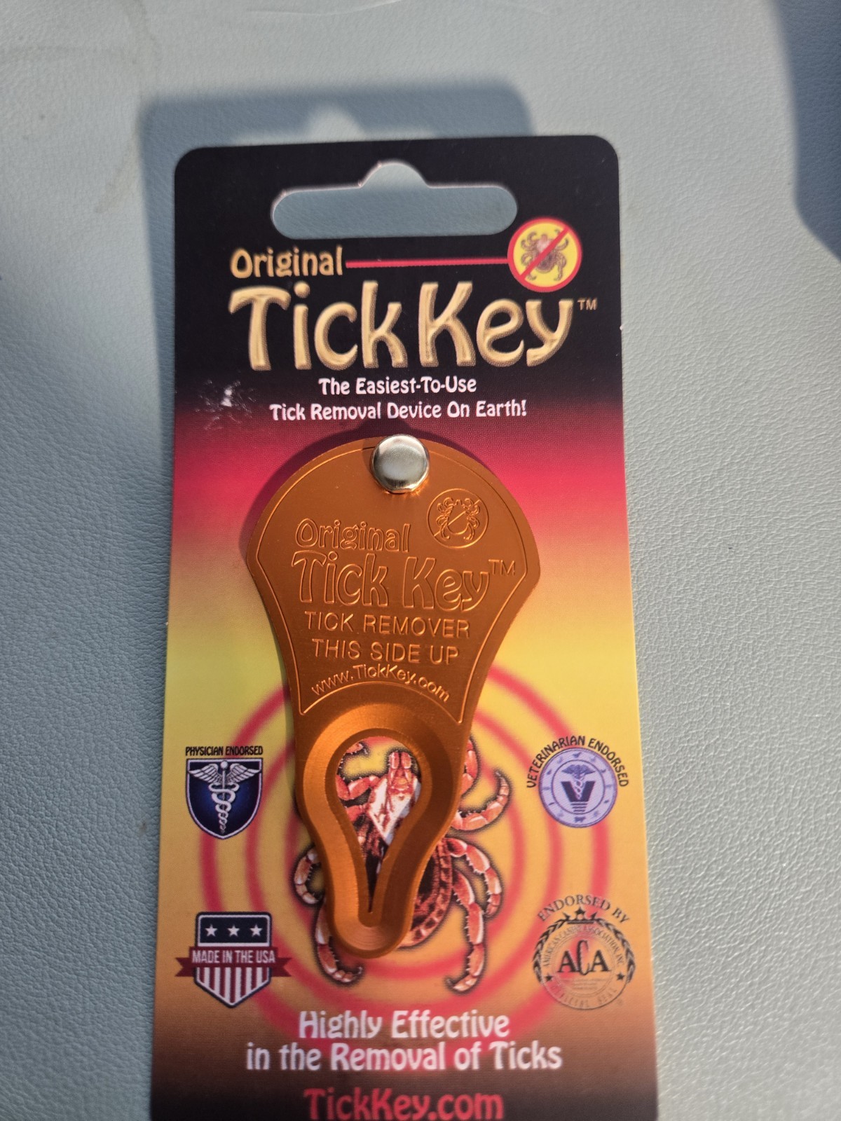 TICK KEY 🔑 Tick Removal Device Kids Adults Pets USA Made Aluminum