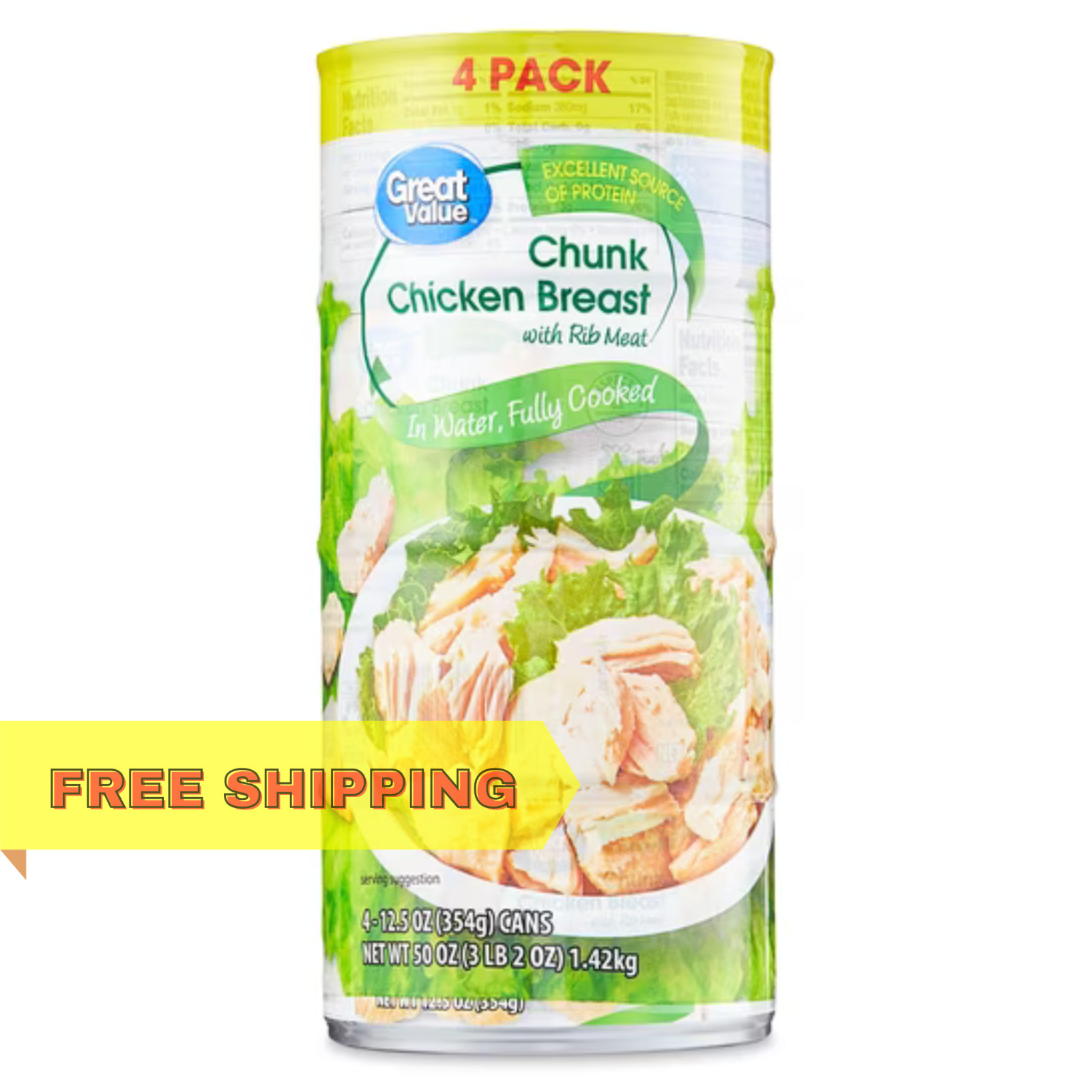 Great Value Chunk Chicken Breast, 12.5 oz Can (4 Pack)
