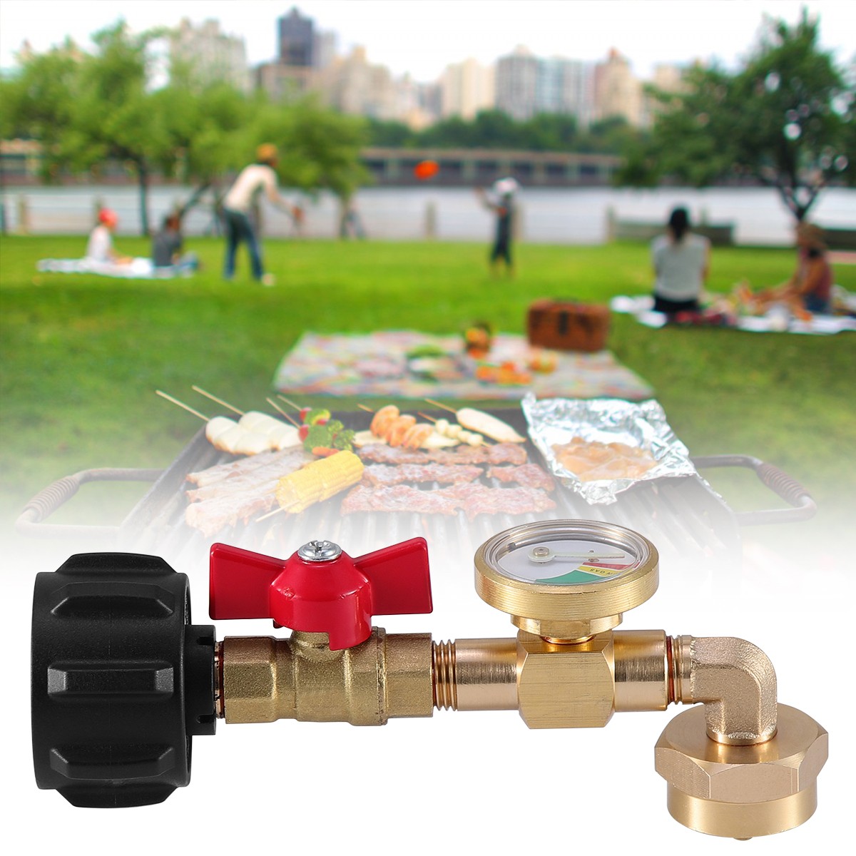 1Lb To 20Lb Tank Propane Refill Adapter With Gauge And ON-Off Control Valve US