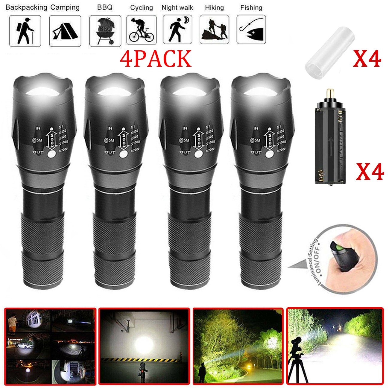 Ultra-Bright 990,000 Lumens LED Flashlight & AAA Holder – Tactical/Camping Torch