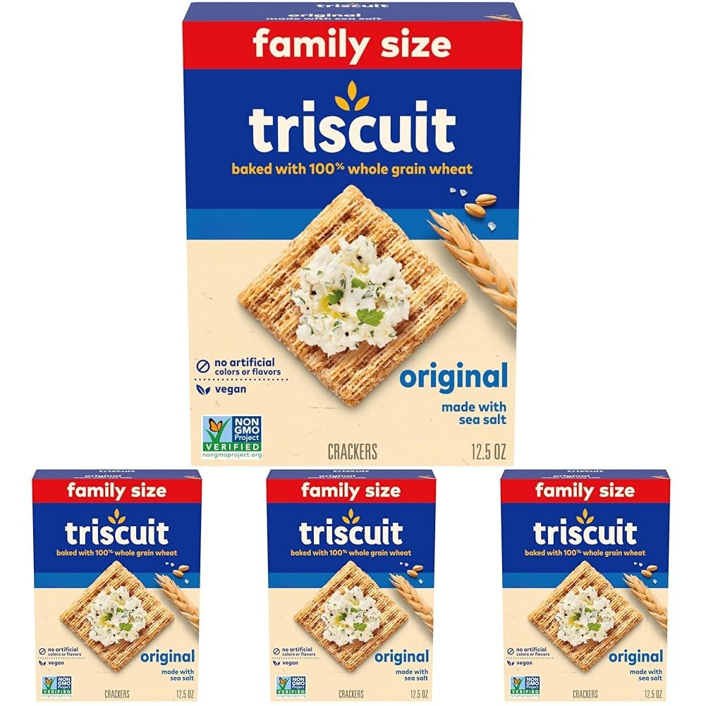 Triscuit Original Whole Grain Wheat Crackers, Vegan 12.5 Ounce (Pack of 4)