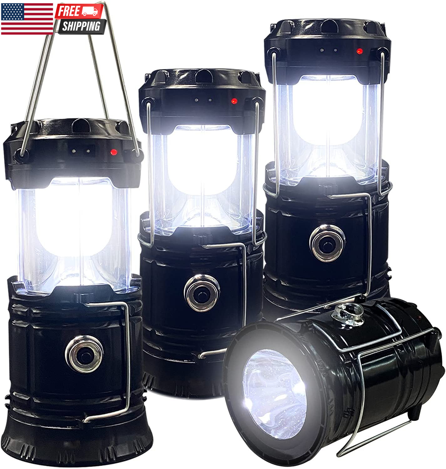Collapsible Portable LED Camping Lantern Lightweight Waterproof Solar USB Recha