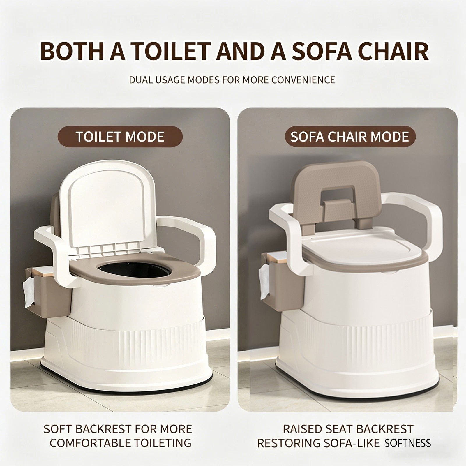 2-Gal Portable Toilet Travel Camping Outdoor/Indoor Commode Potty w/ Tissue Box