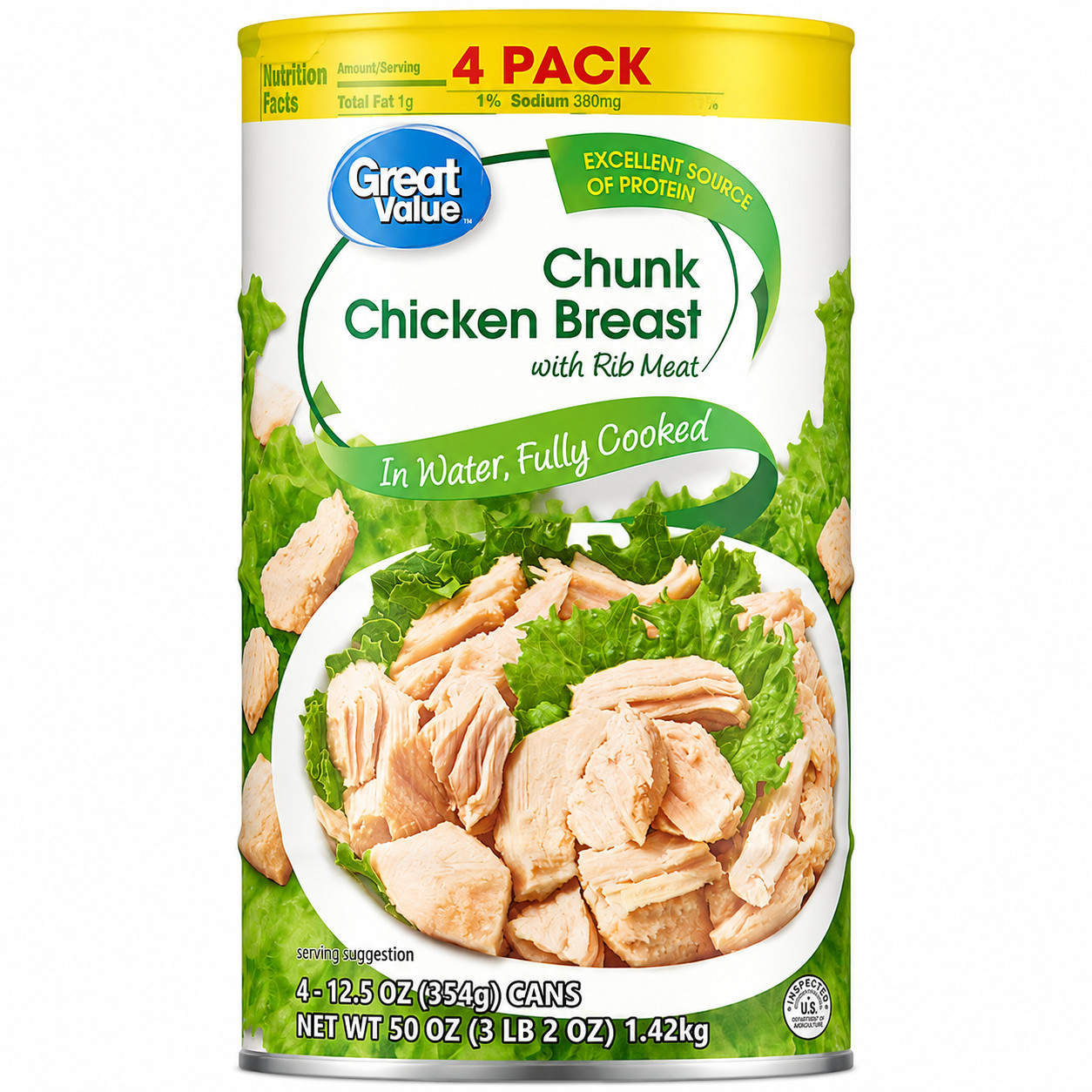 Great Value Chunk Chicken Breast, 12.5 Ounce Can (4 Pack) New